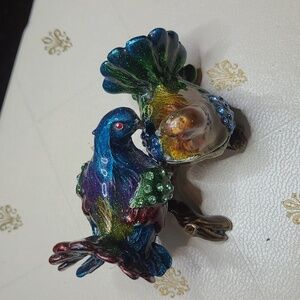 Collectible Enamel Lovebird jewellery holder